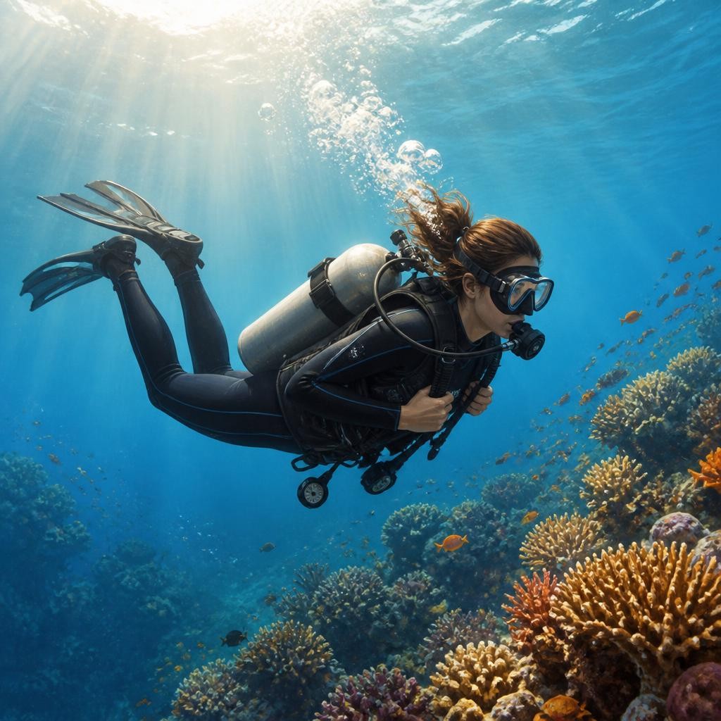 Illustration for the English word “scuba”