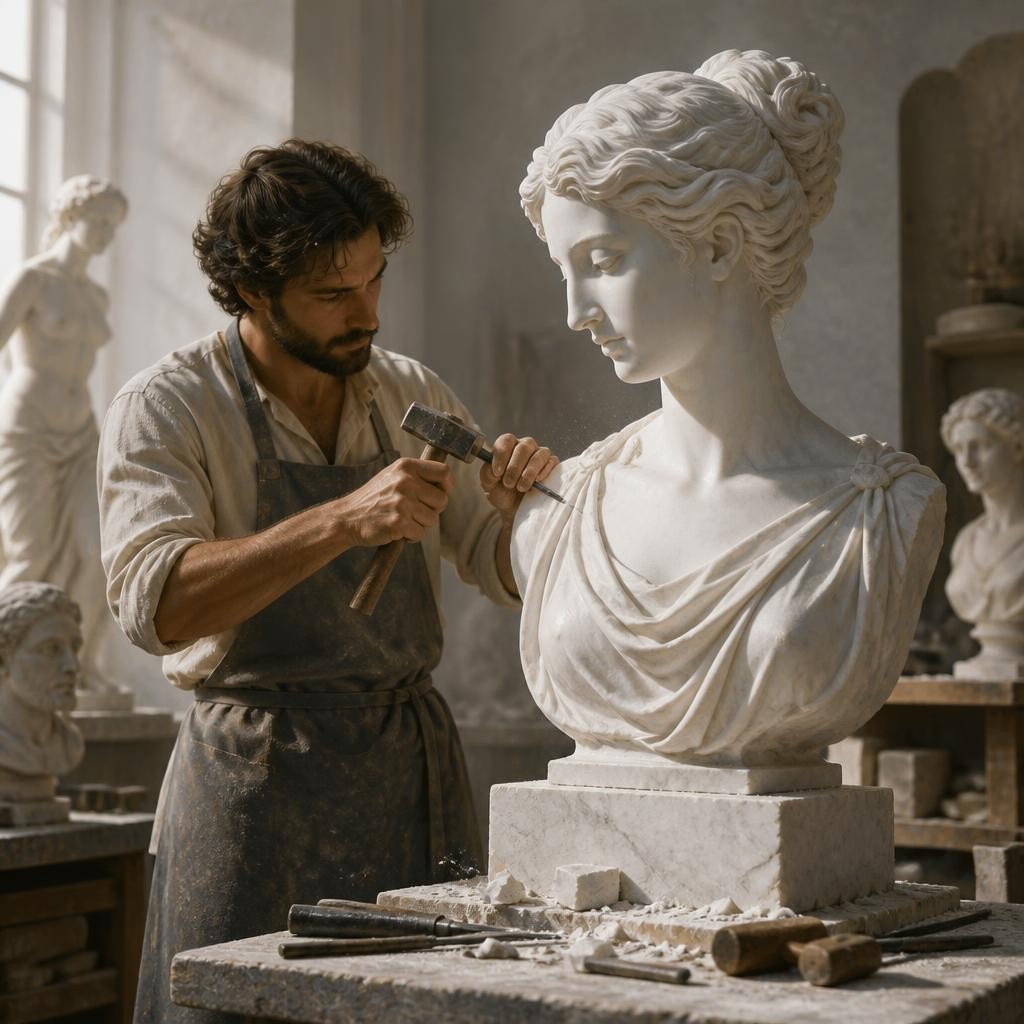 Illustration for the English word “sculpture”