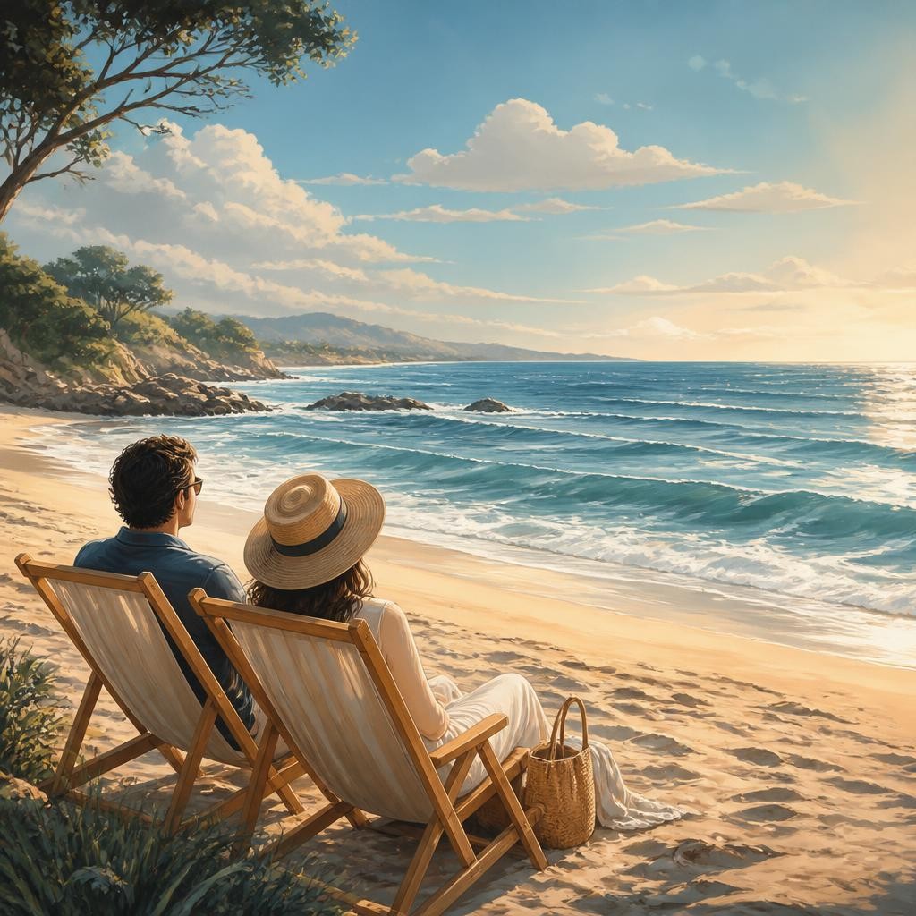 Illustration for the English word “seaside”