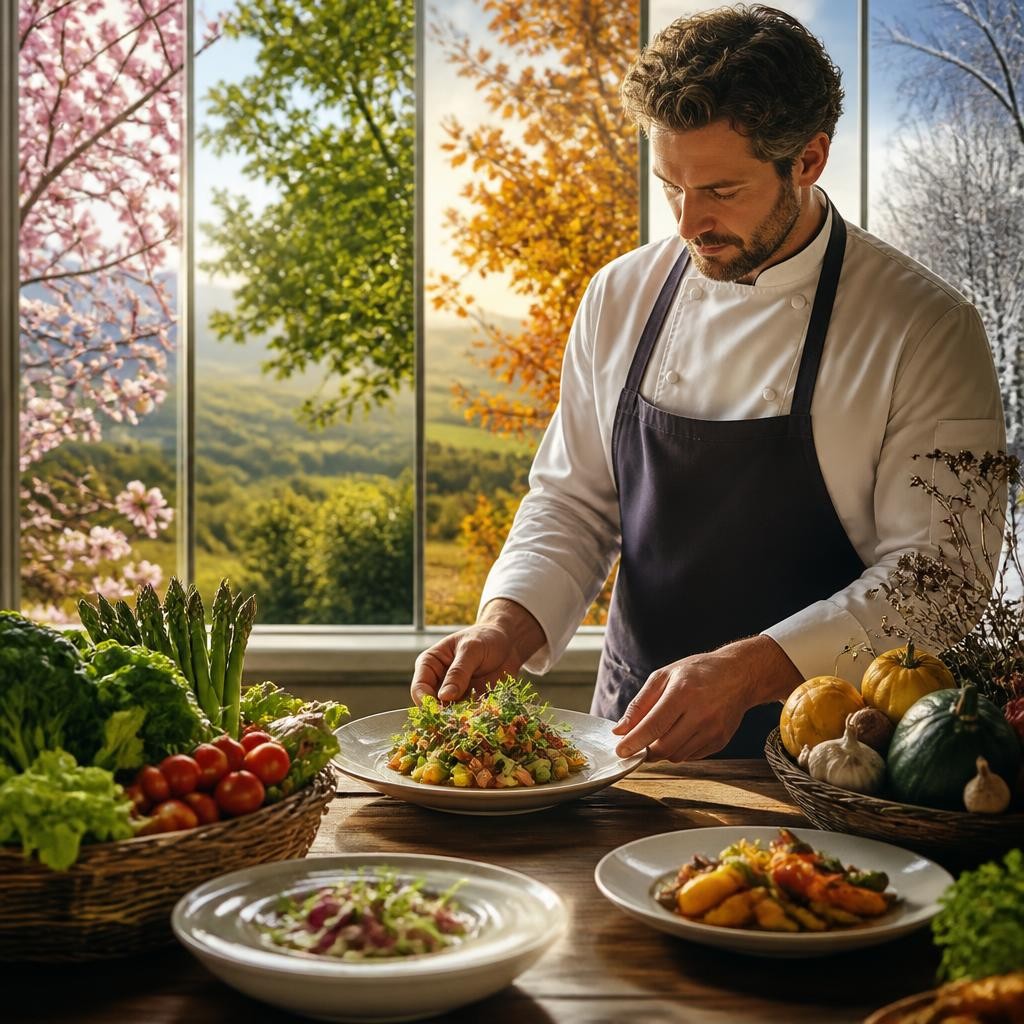 Illustration for the English word “seasonally”