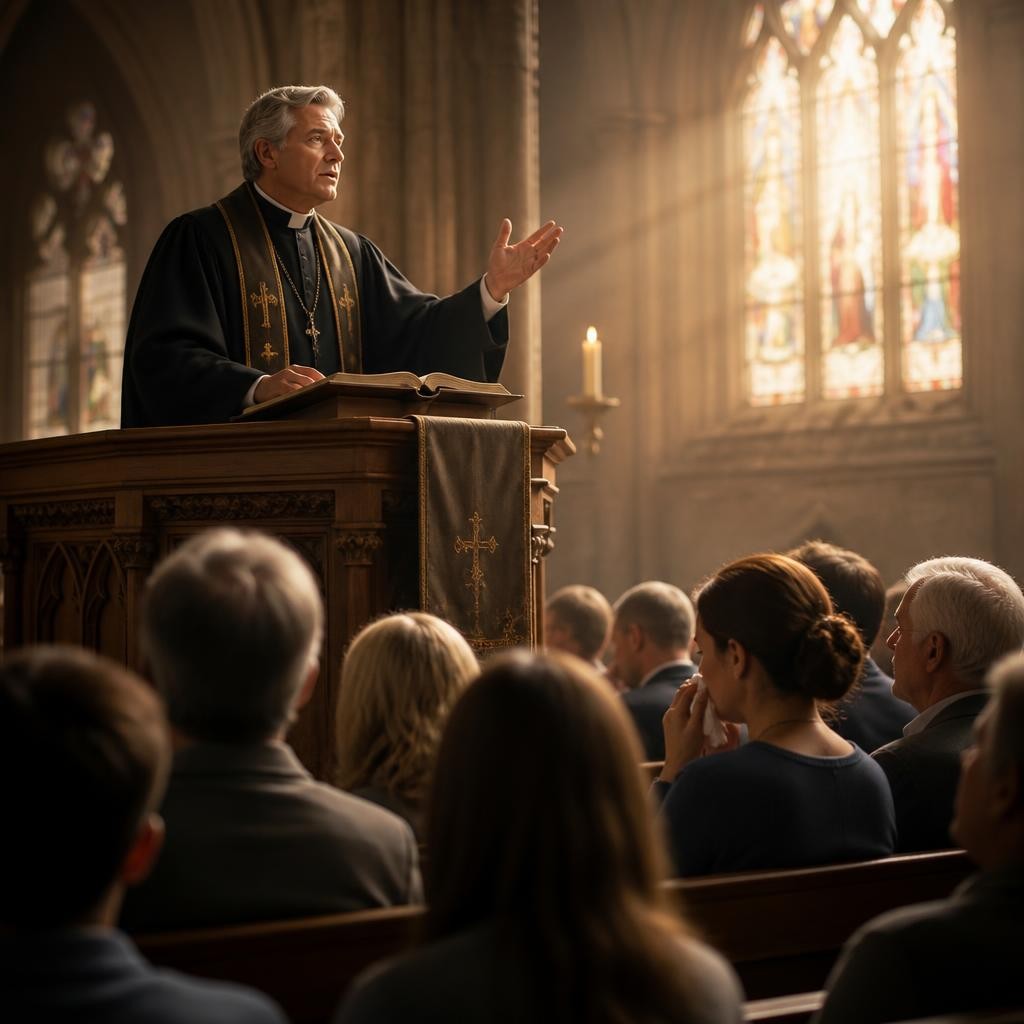 Illustration for the English word “sermon”