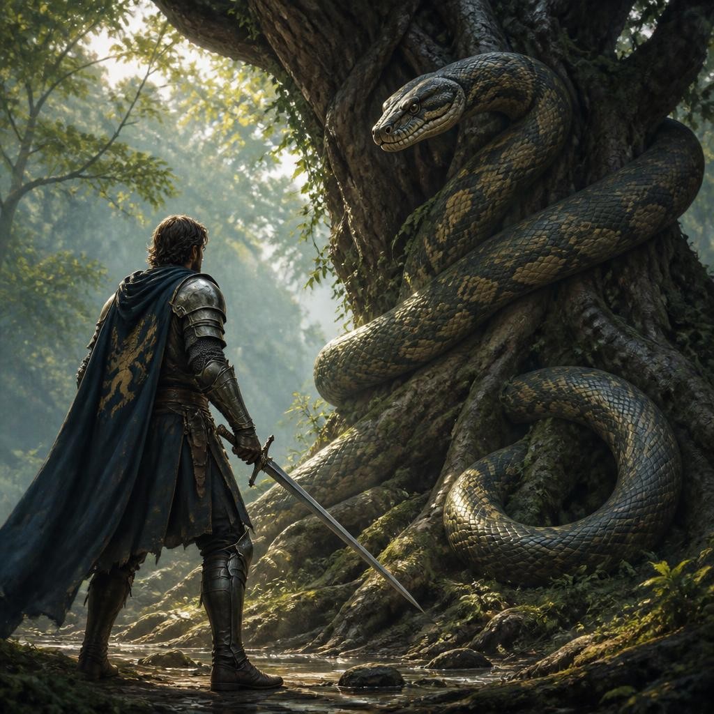 Illustration for the English word “serpent”
