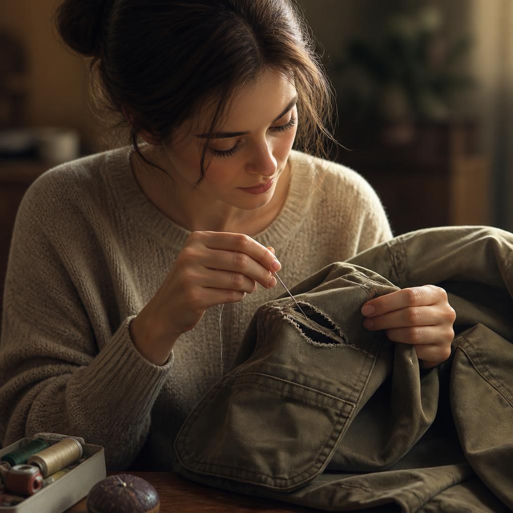 Illustration for the English word “sew”