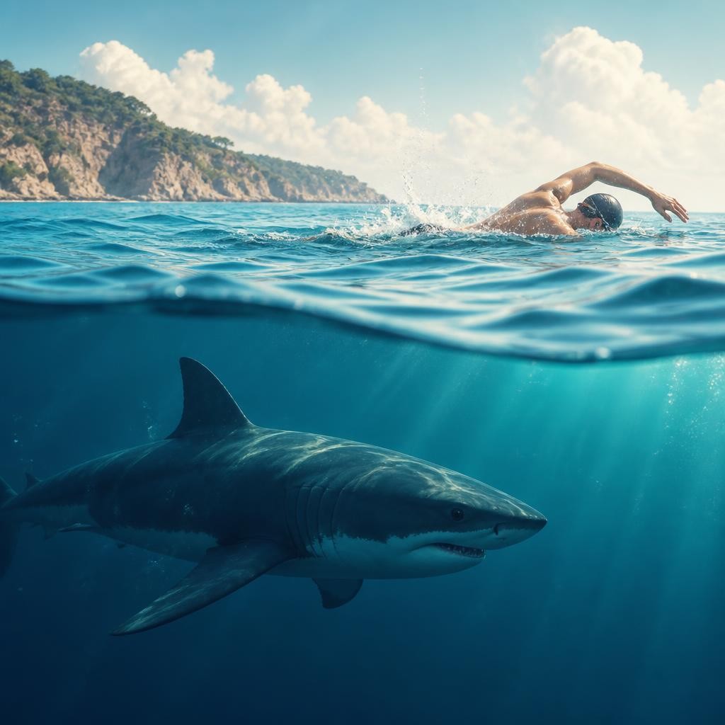 Illustration for the English word “shark”