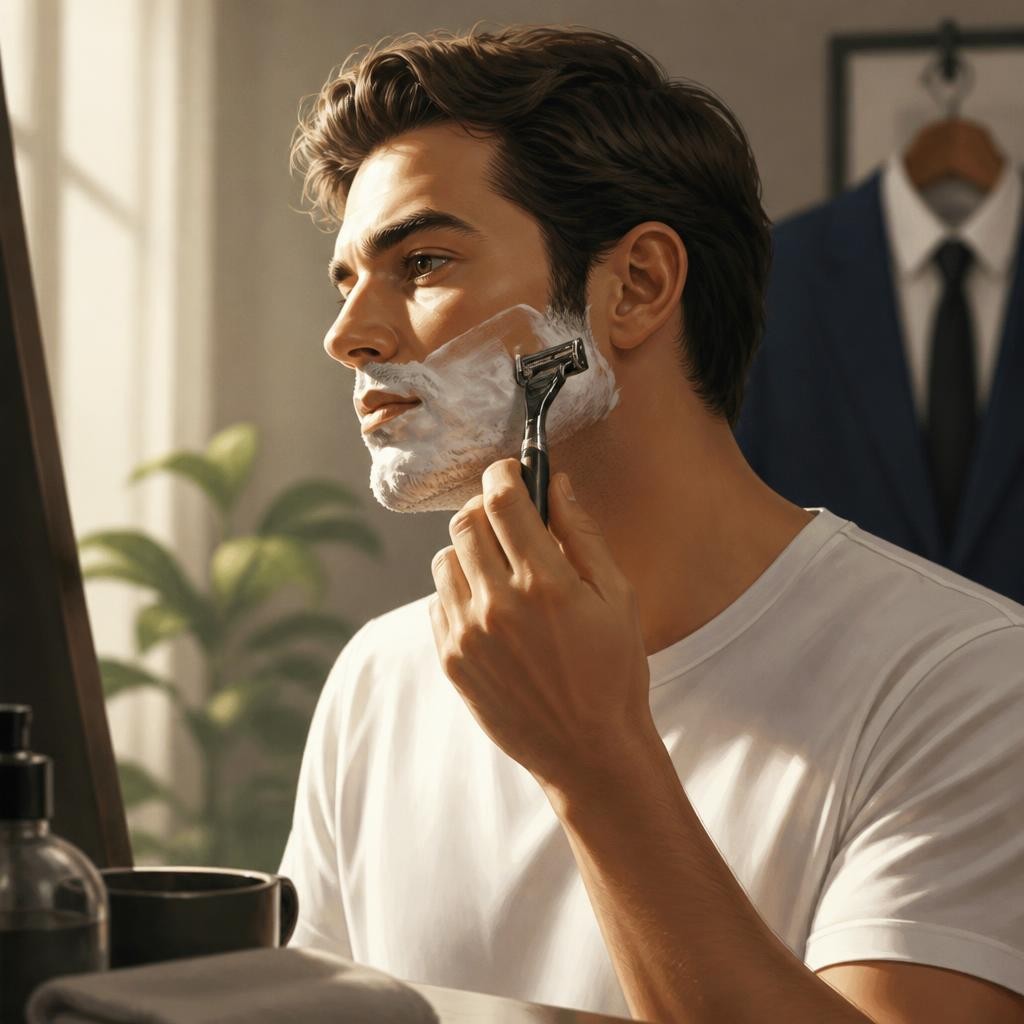 Illustration for the English word “shave”
