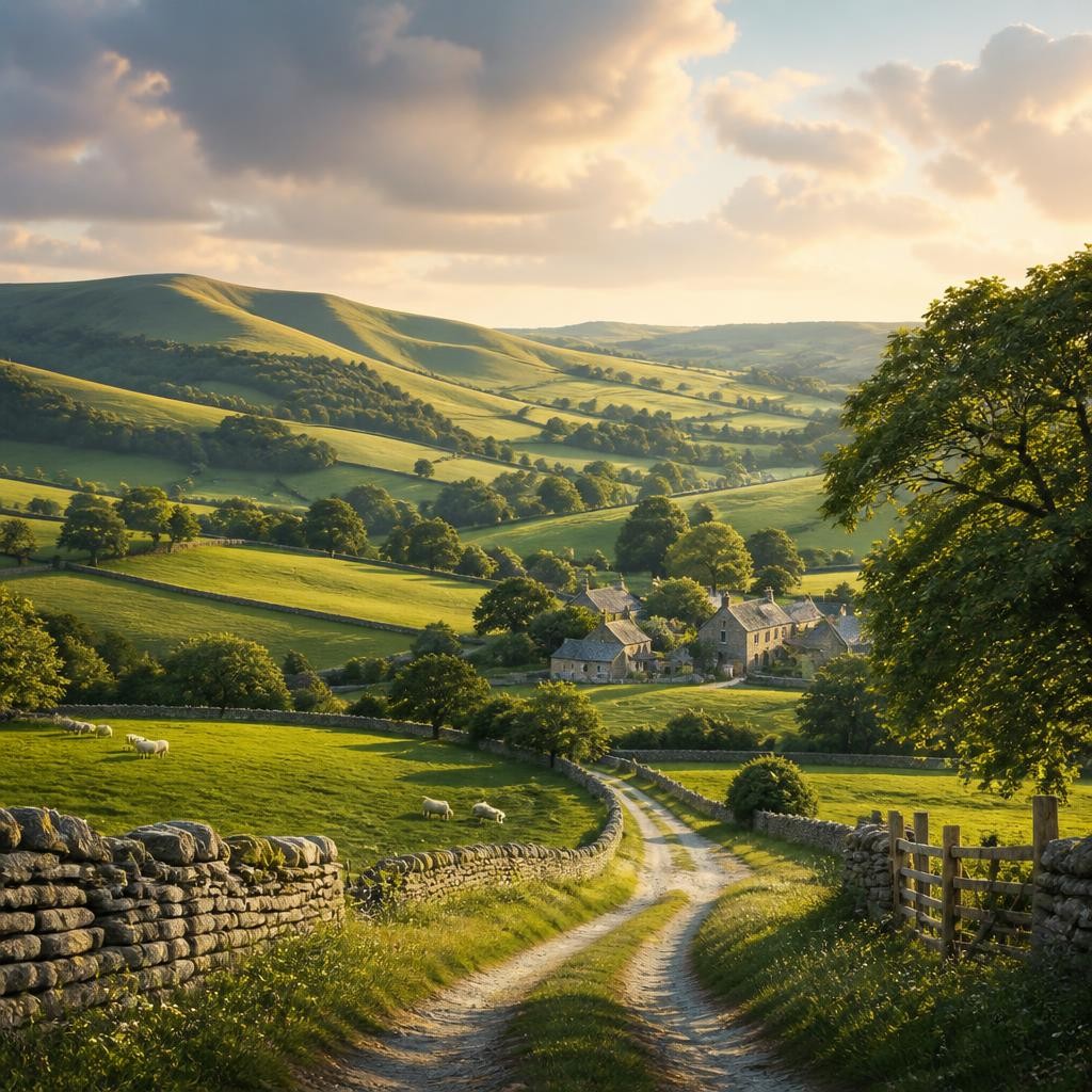 Illustration for the English word “shire”