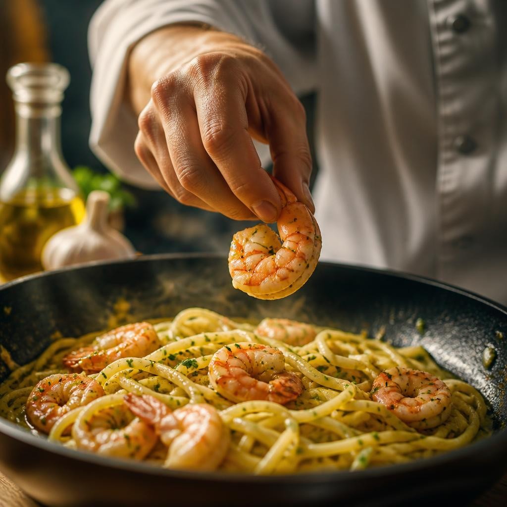 Illustration for the English word “shrimp”