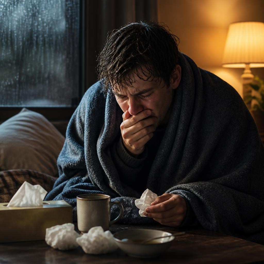 Illustration for the English word “sick”