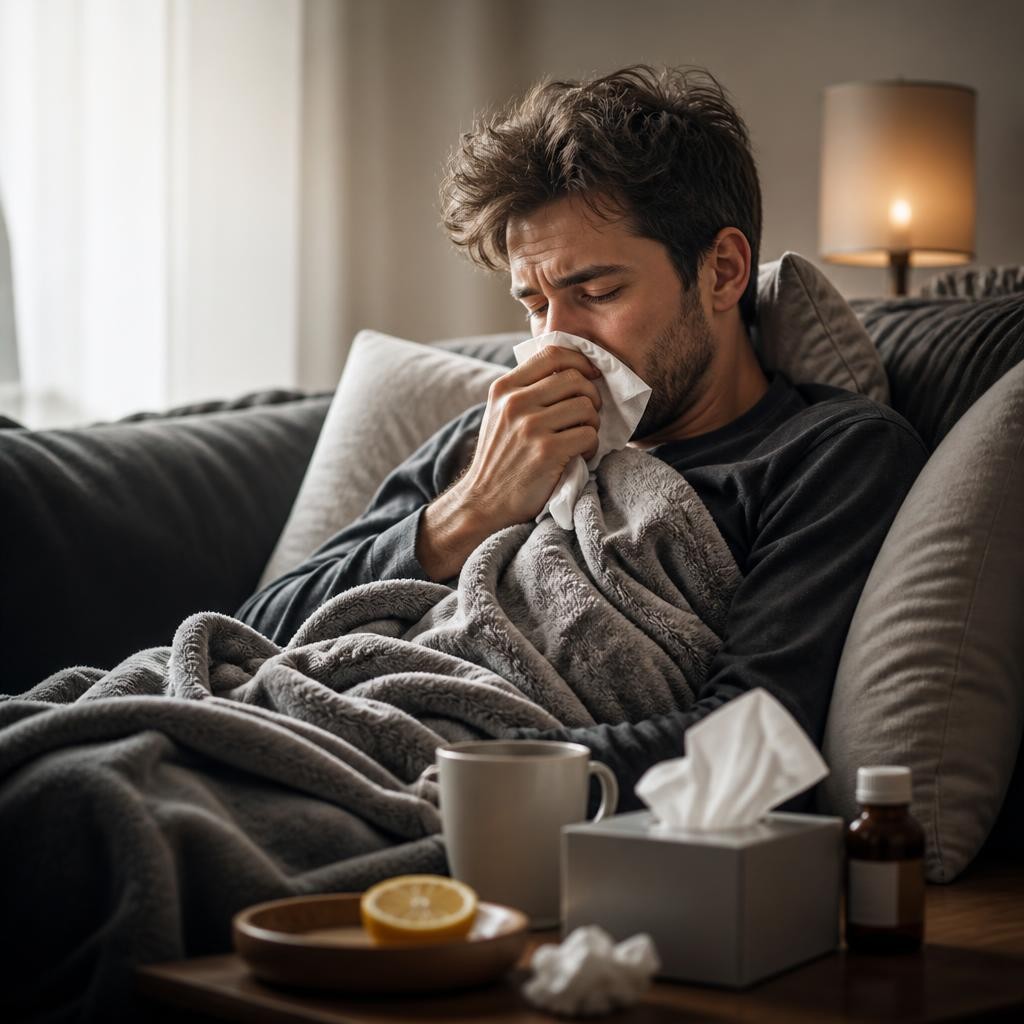 Illustration for the English word “sickness”