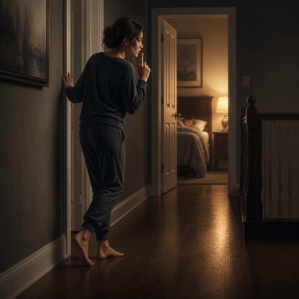 Illustration for the English word “silently”