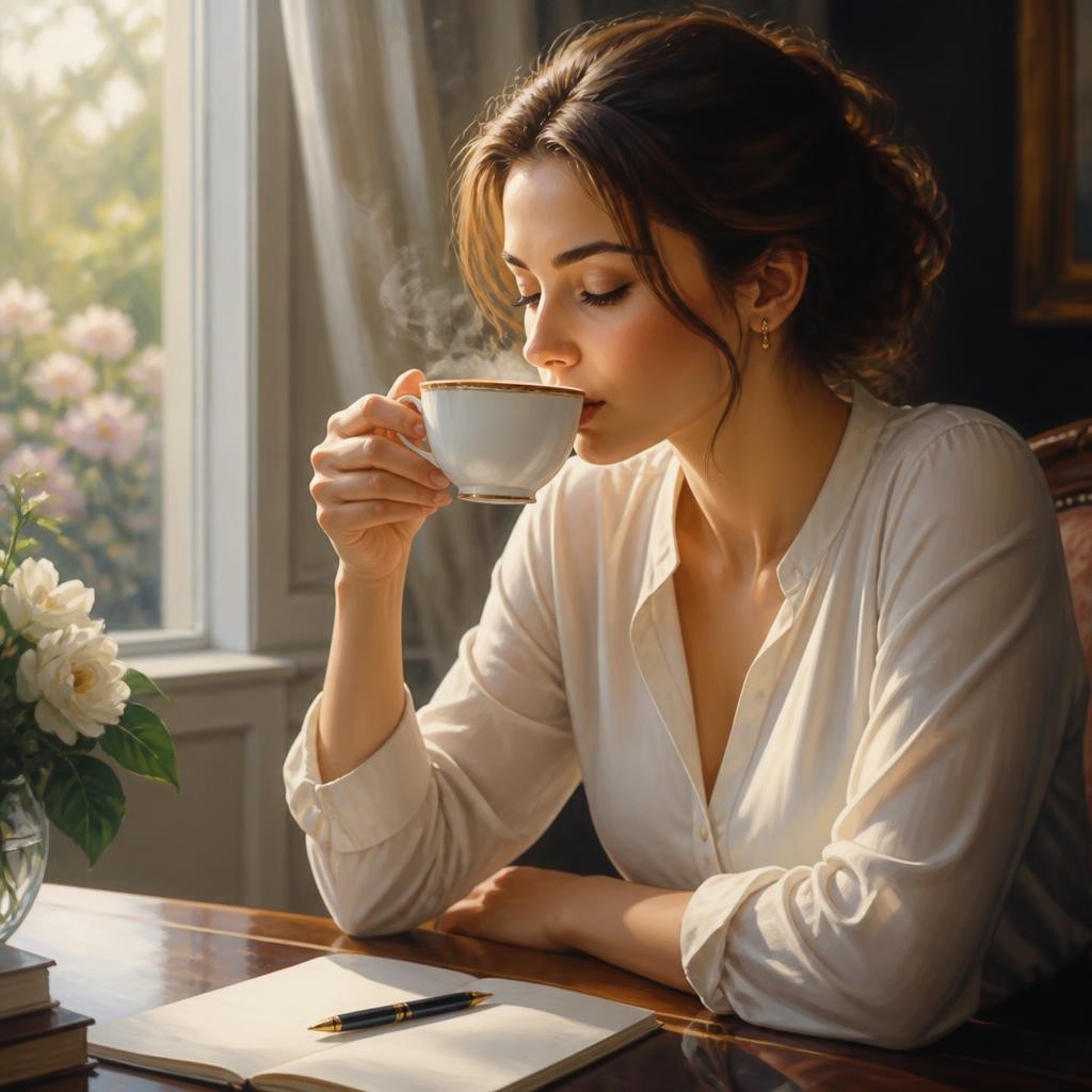 Illustration for the English word “sip”