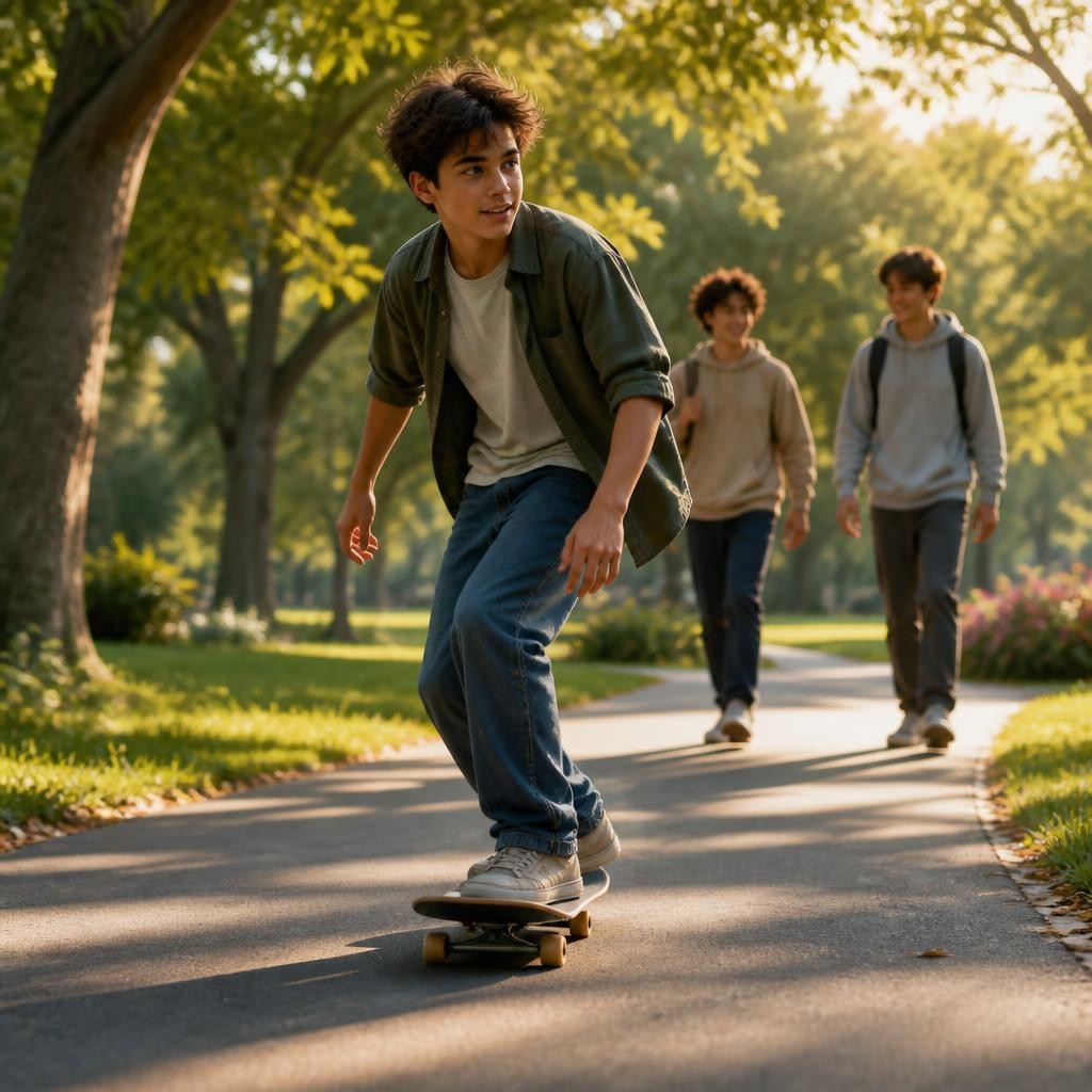 Illustration for the English word “skateboard”
