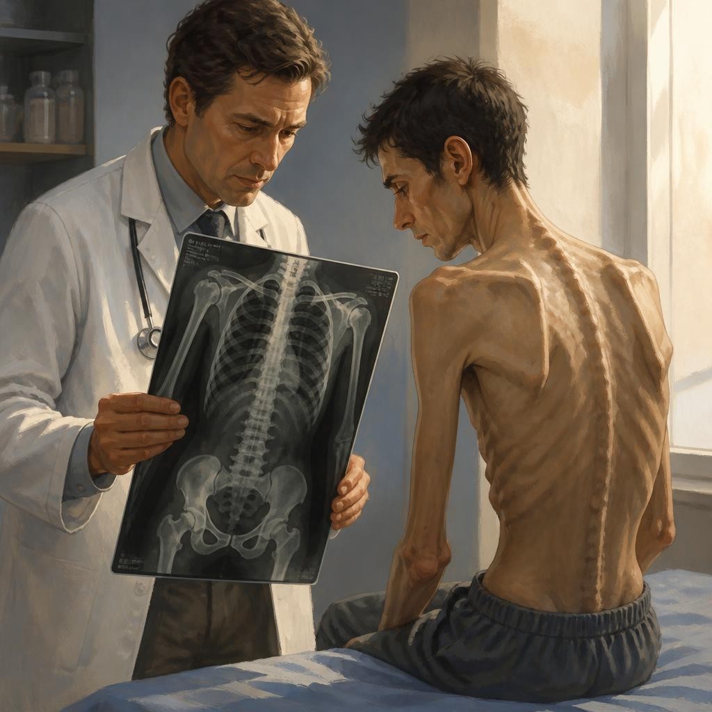 Illustration for the English word “skeletal”