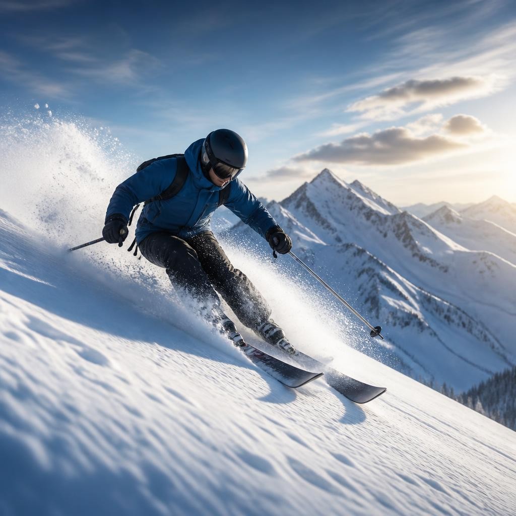 Illustration for the English word “skier”
