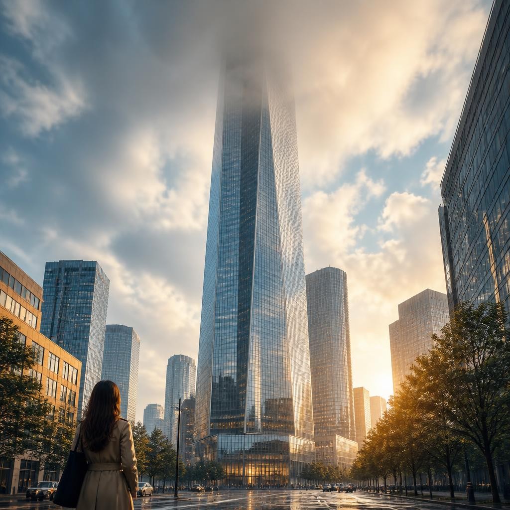 Illustration for the English word “skyscraper”
