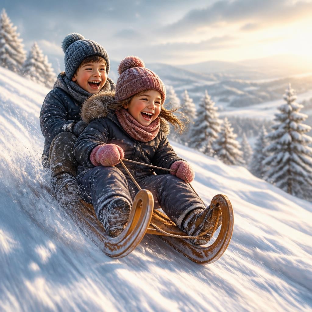 Illustration for the English word “sled”