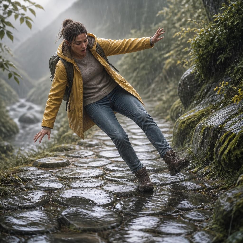 Illustration for the English word “slippery”