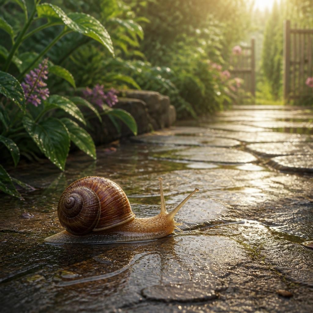 Illustration for the English word “snail”