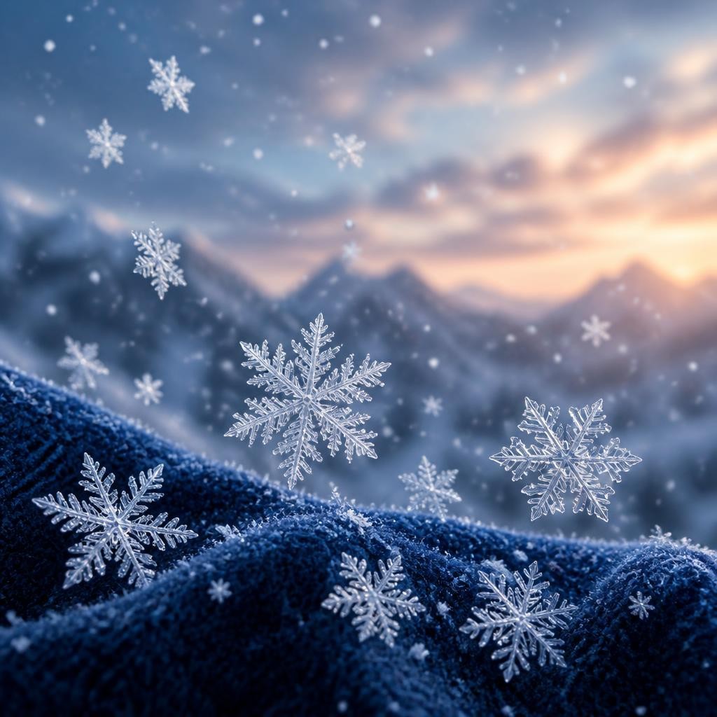 Illustration for the English word “snowflake”