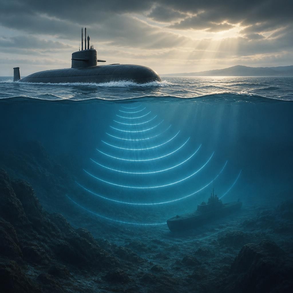Illustration for the English word “sonar”