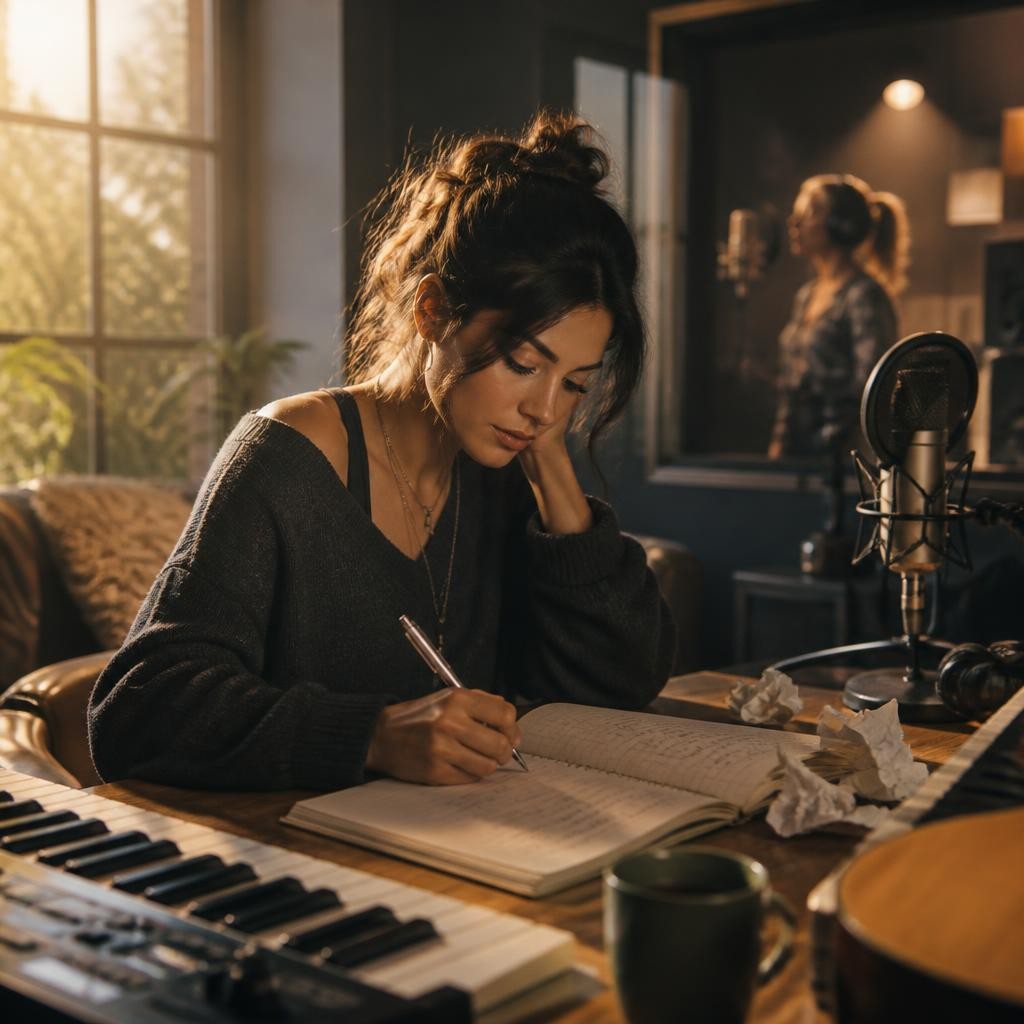 Illustration for the English word “songwriter”