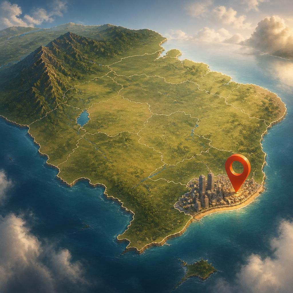 Illustration for the English word “southeast”