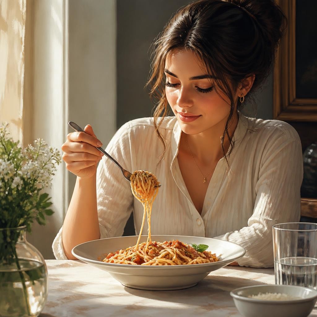 Illustration for the English word “spaghetti”