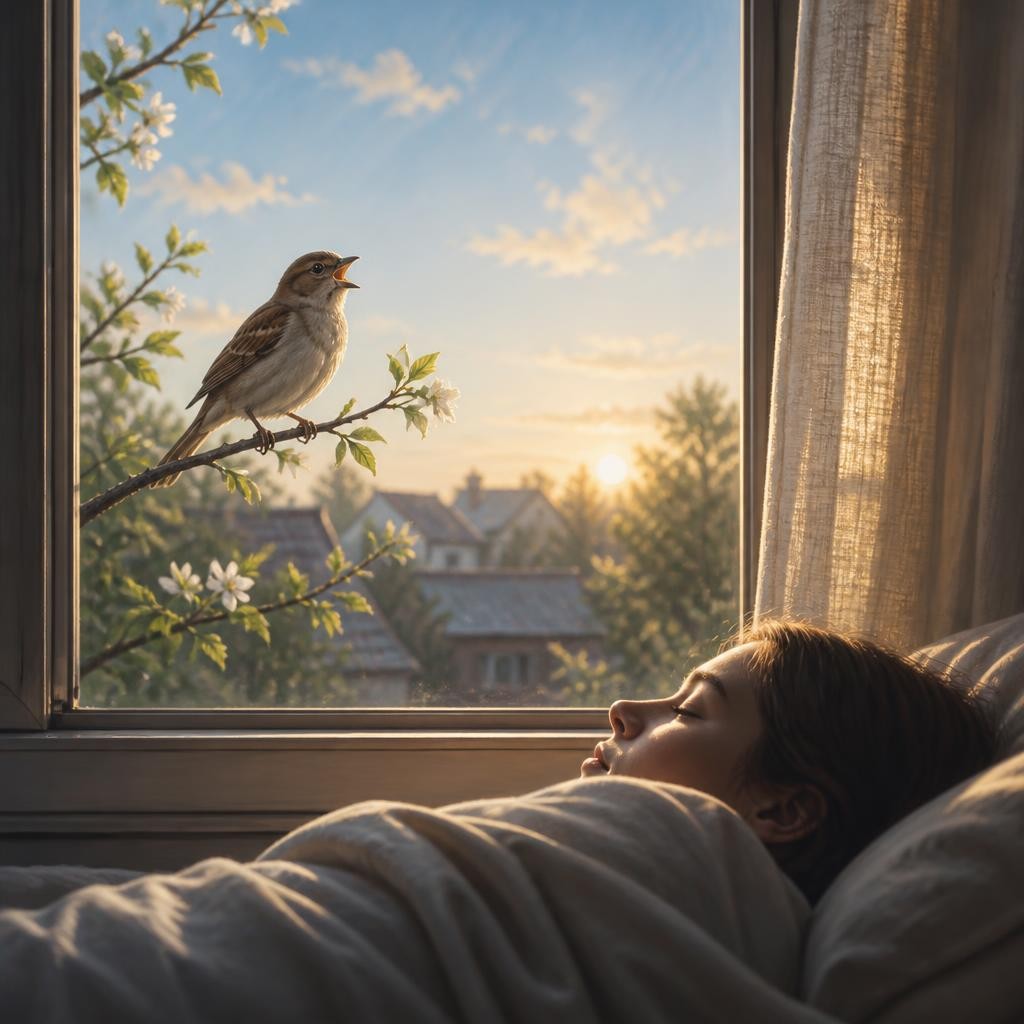 Illustration for the English word “sparrow”