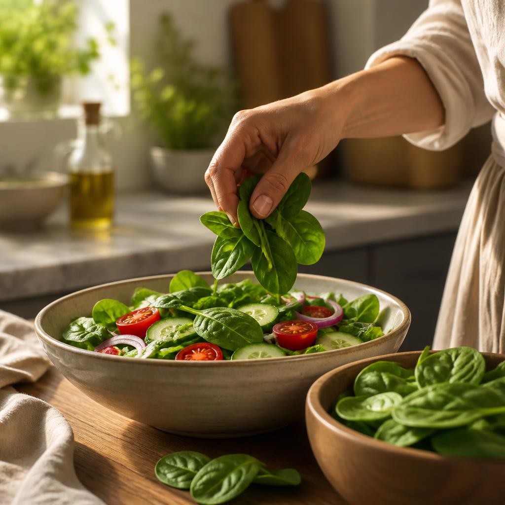 Illustration for the English word “spinach”