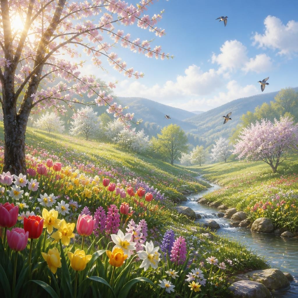 Illustration for the English word “spring”