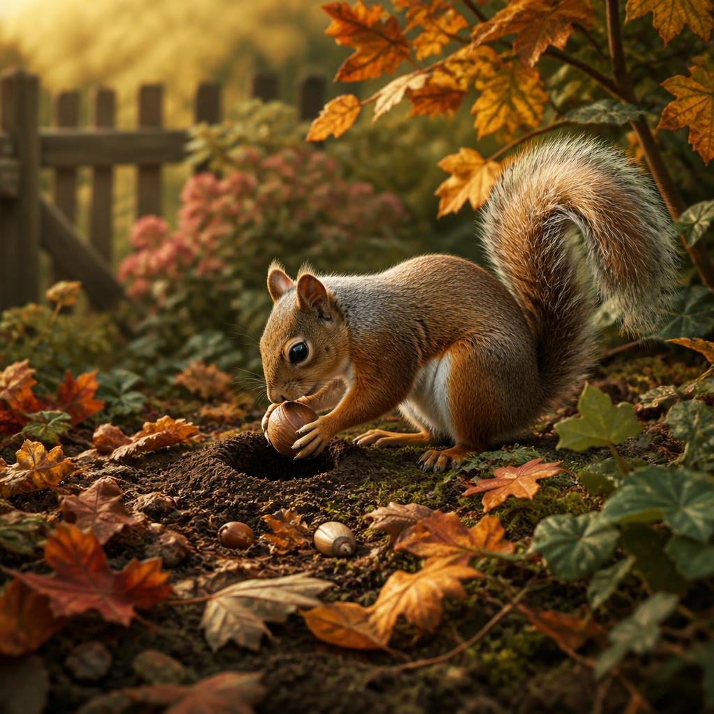 Illustration for the English word “squirrel”