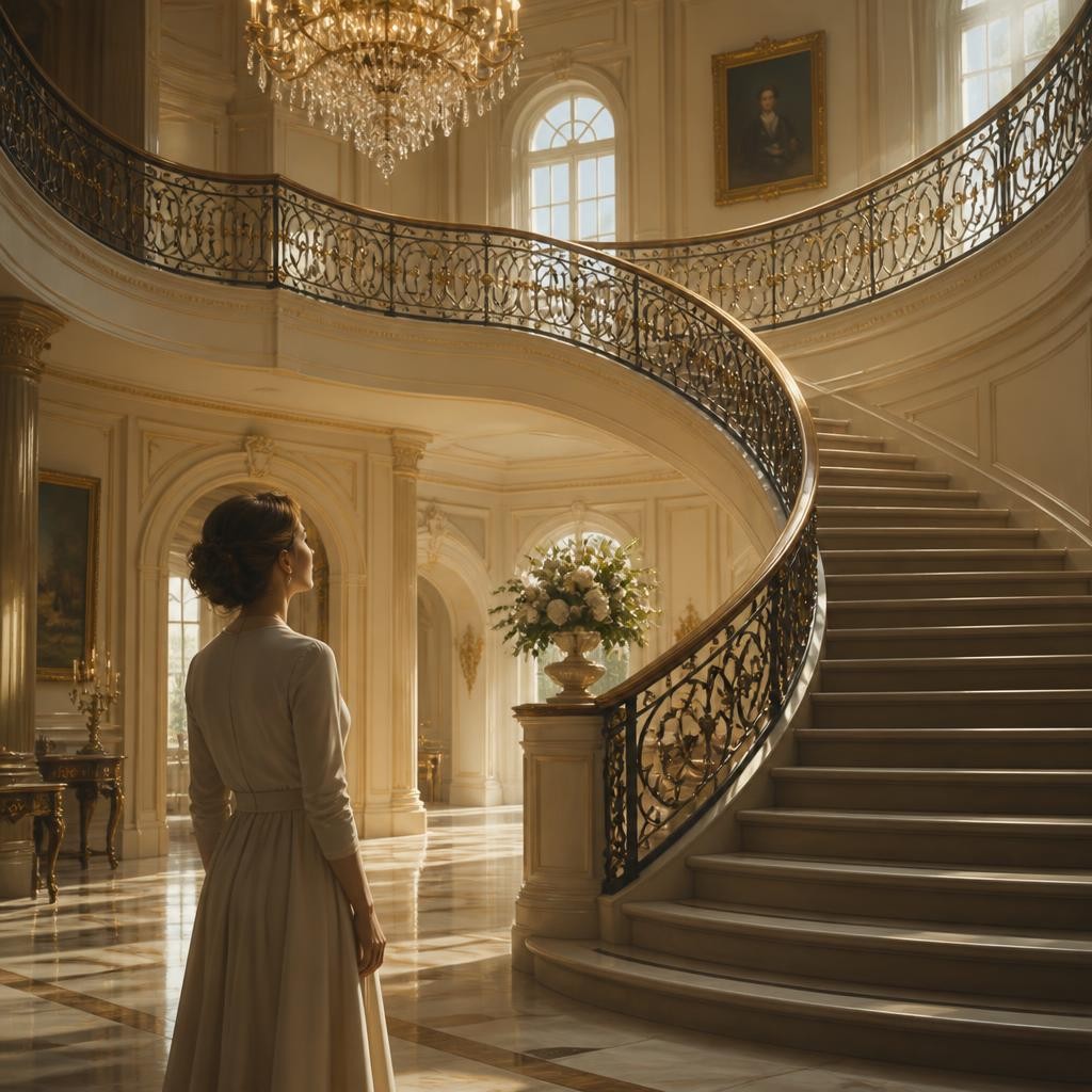 A staircase rising upward.