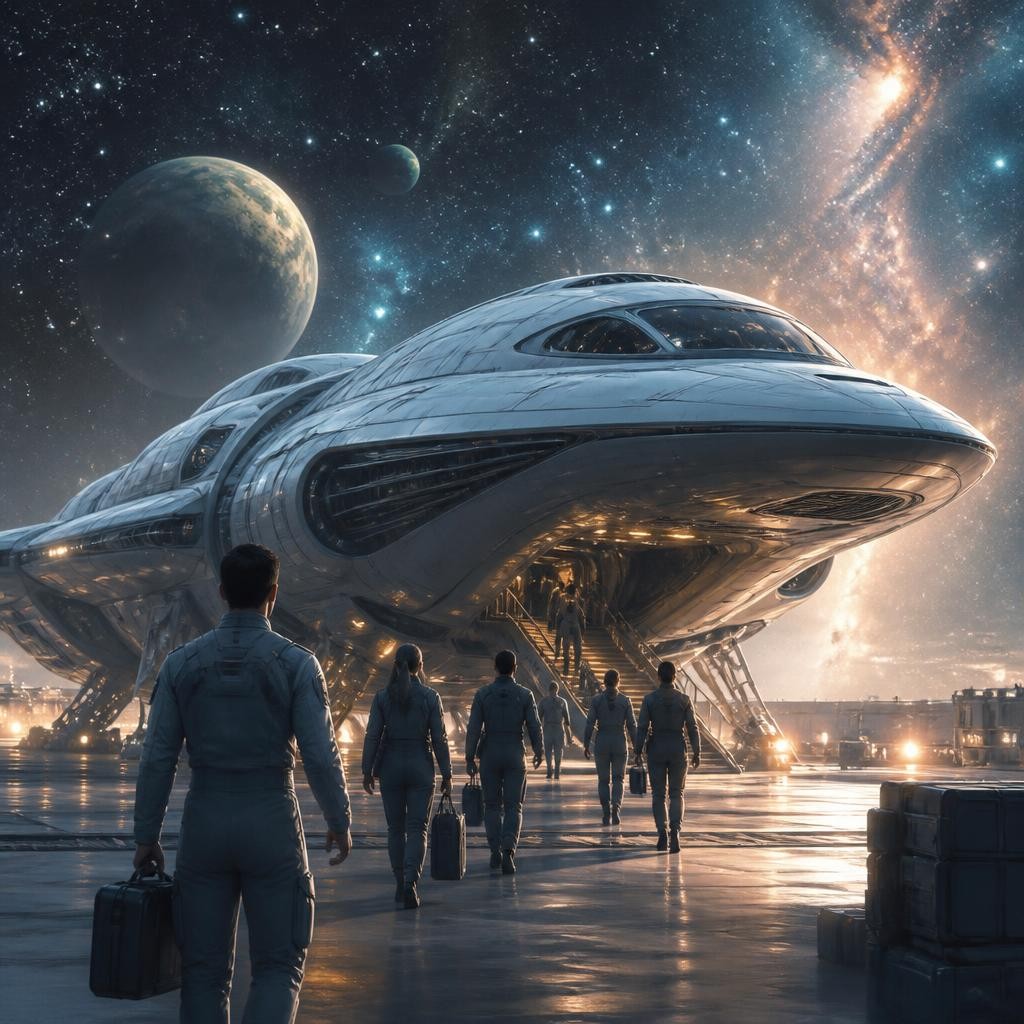 Illustration for the English word “starship”