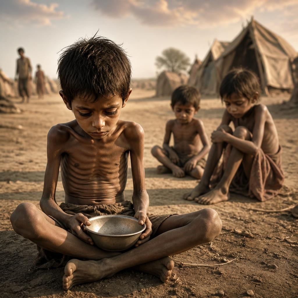 Illustration for the English word “starvation”
