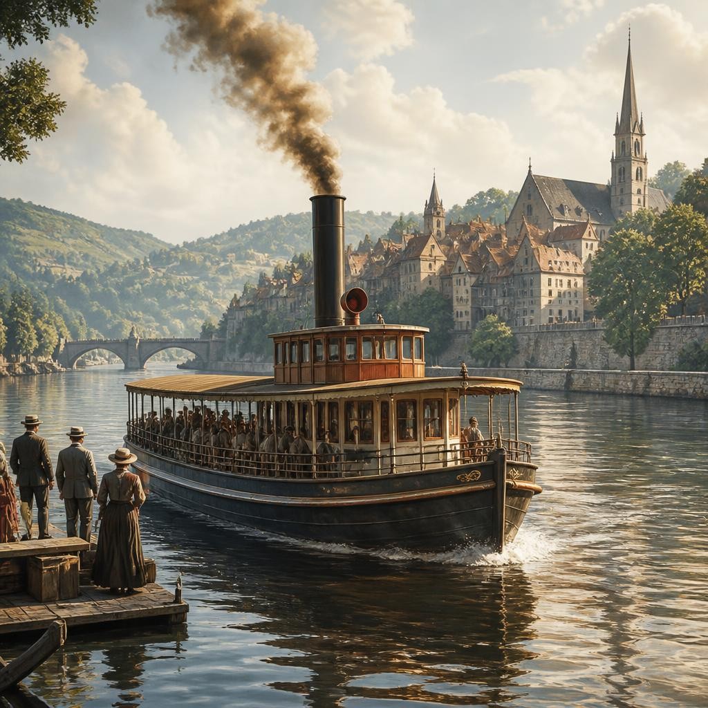 Illustration for the English word “steamer”