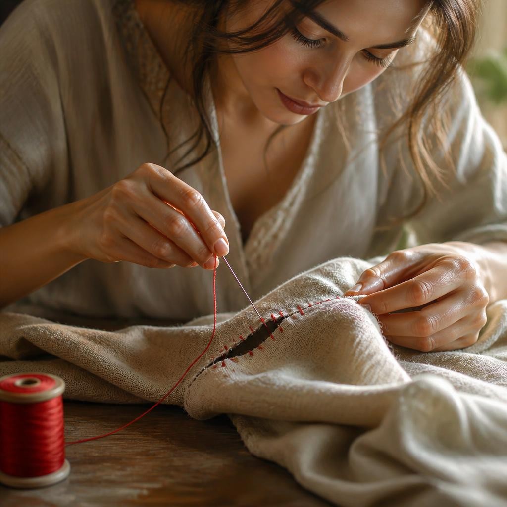 Illustration for the English word “stitch”