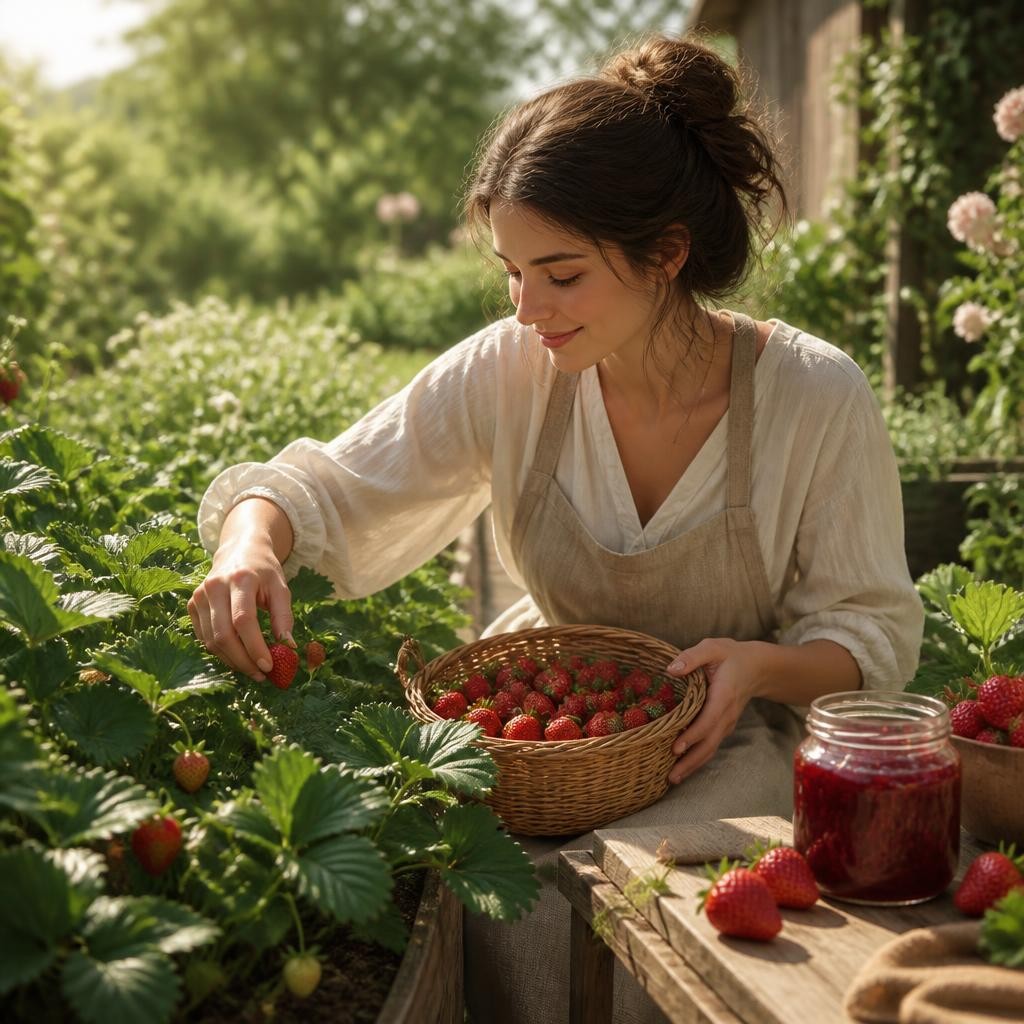 Illustration for the English word “strawberry”