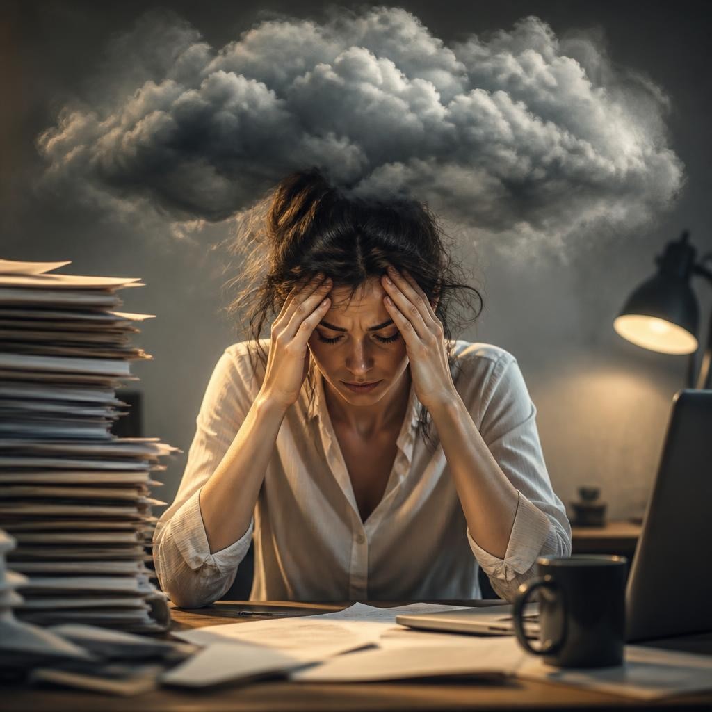 Illustration for the English word “stress”