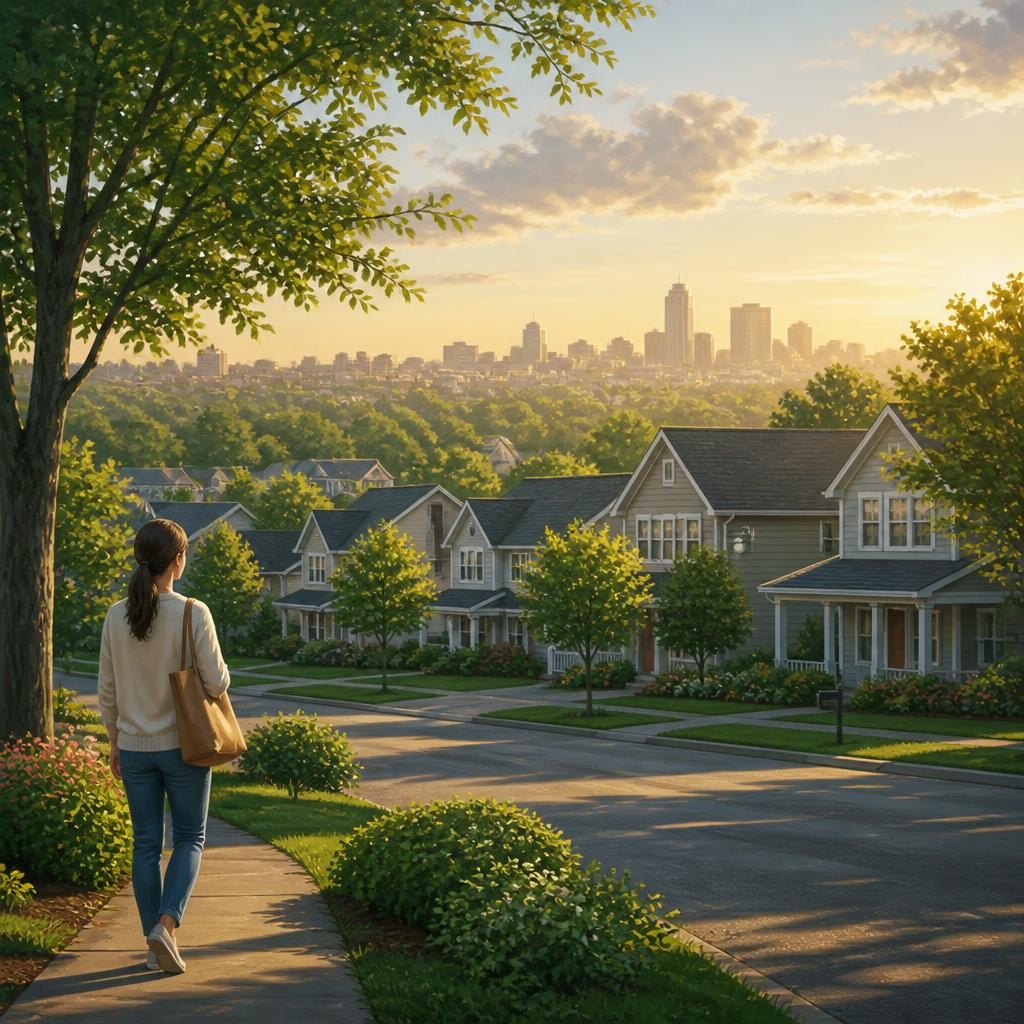 Illustration for the English word “suburb”