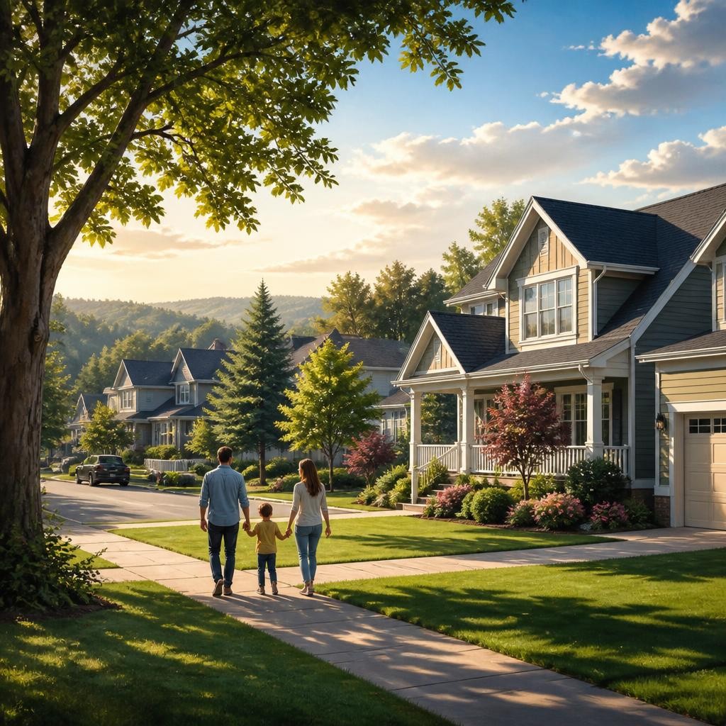 Illustration for the English word “suburban”