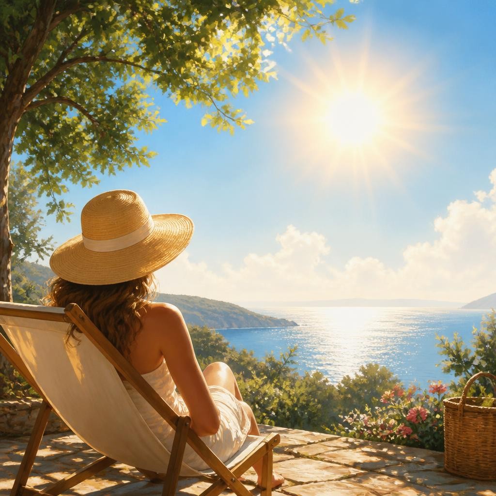 Illustration for the English word “summer”