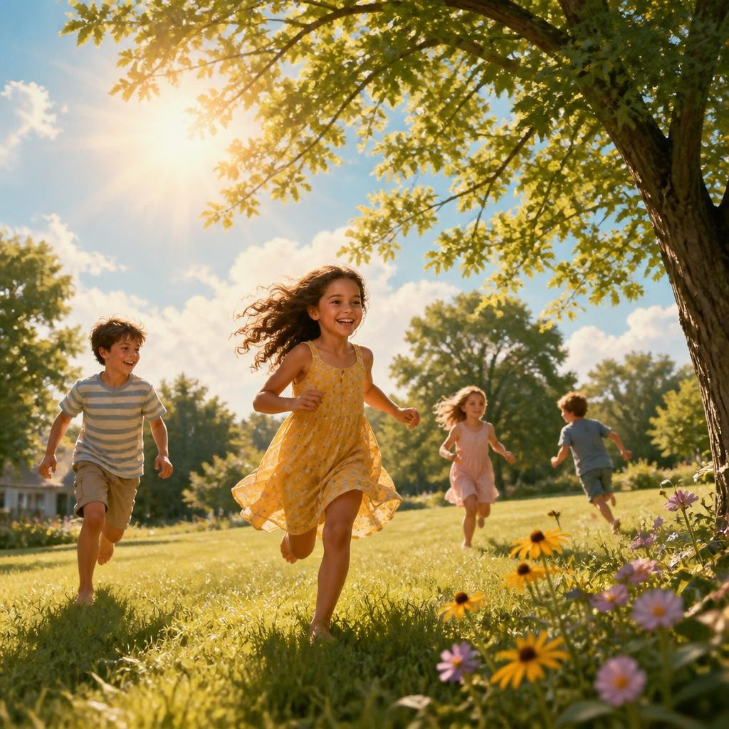 Illustration for the English word “summertime”