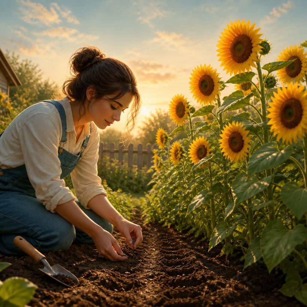 Illustration for the English word “sunflower”
