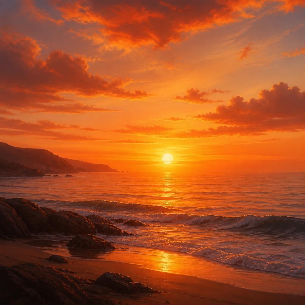 Illustration for the English word “sunset”