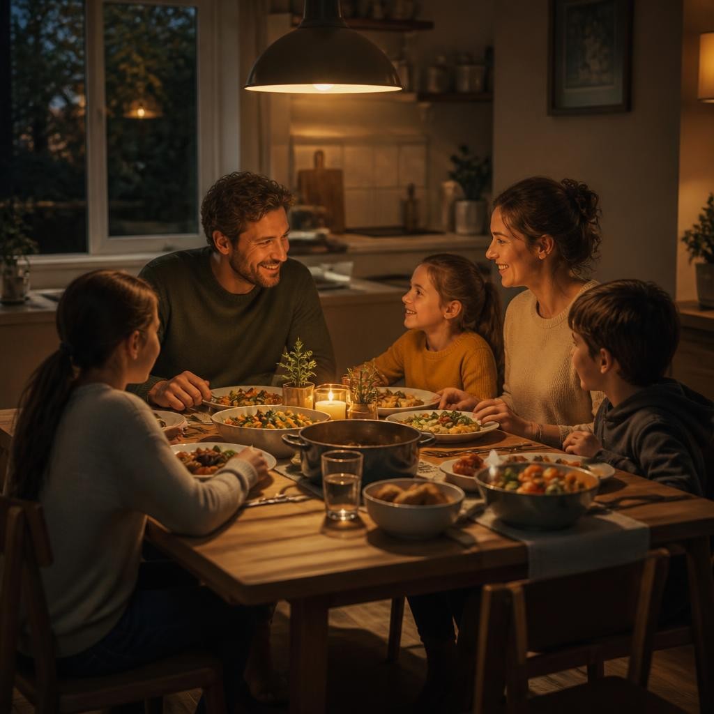 Illustration for the English word “supper”
