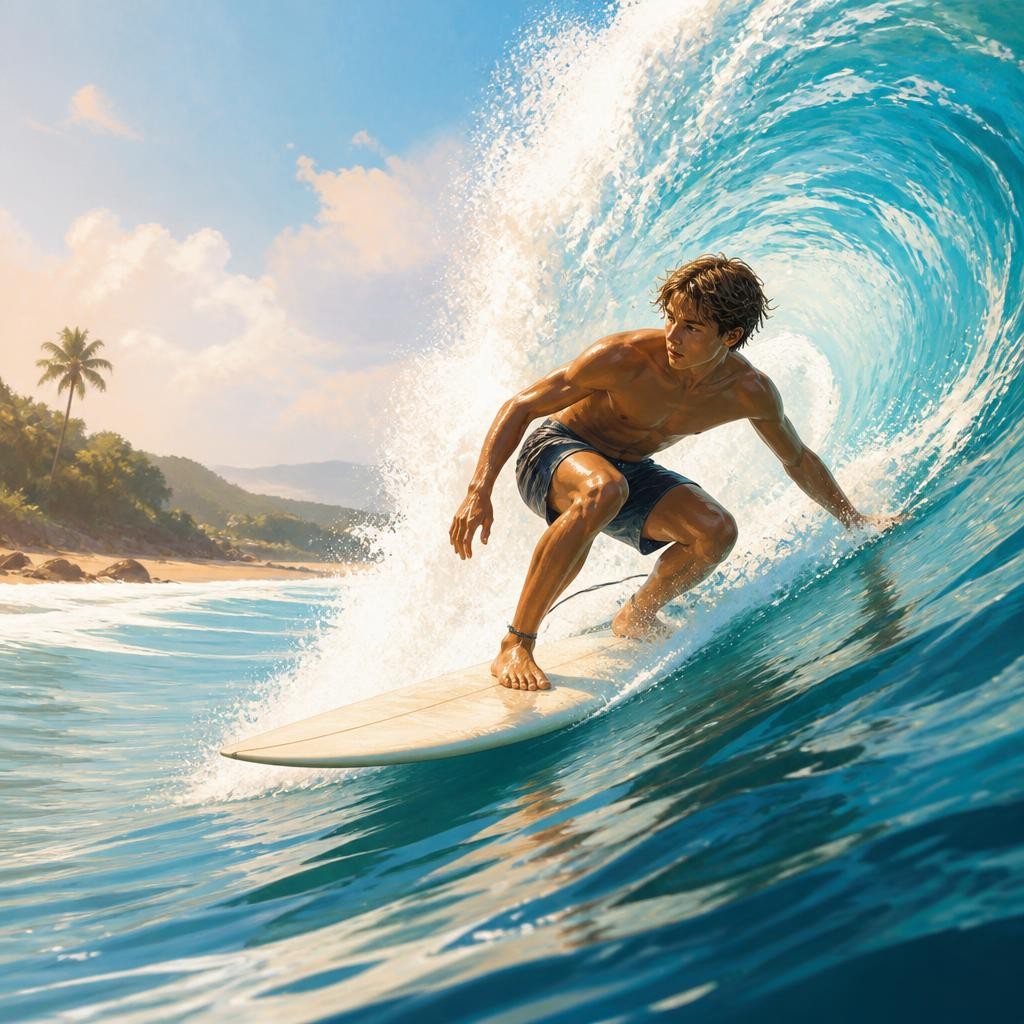 Illustration for the English word “surf”