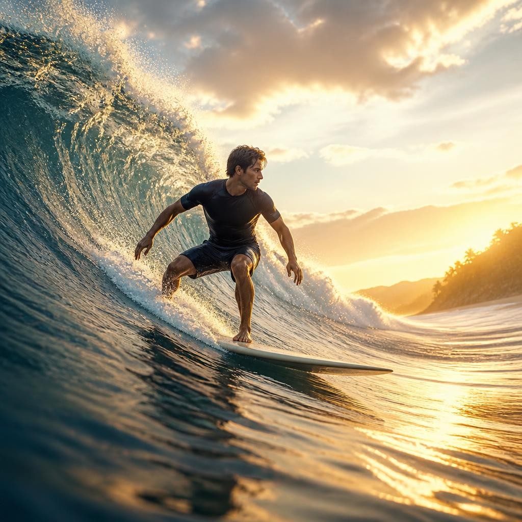 Illustration for the English word “surfer”