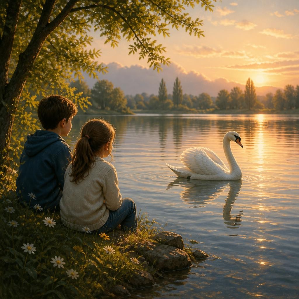Illustration for the English word “swan”