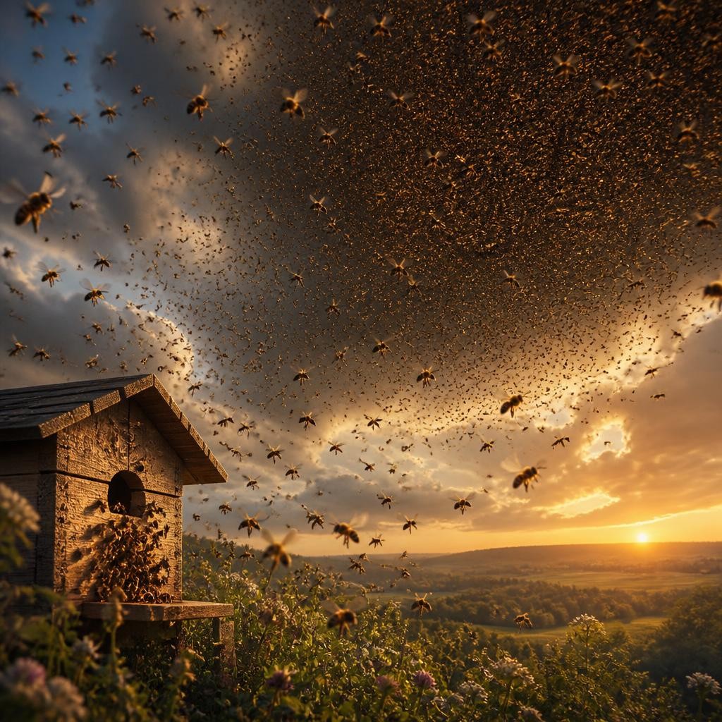 Illustration for the English word “swarm”