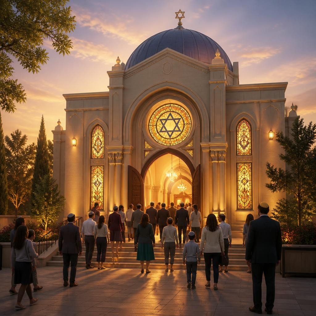 Illustration for the English word “synagogue”